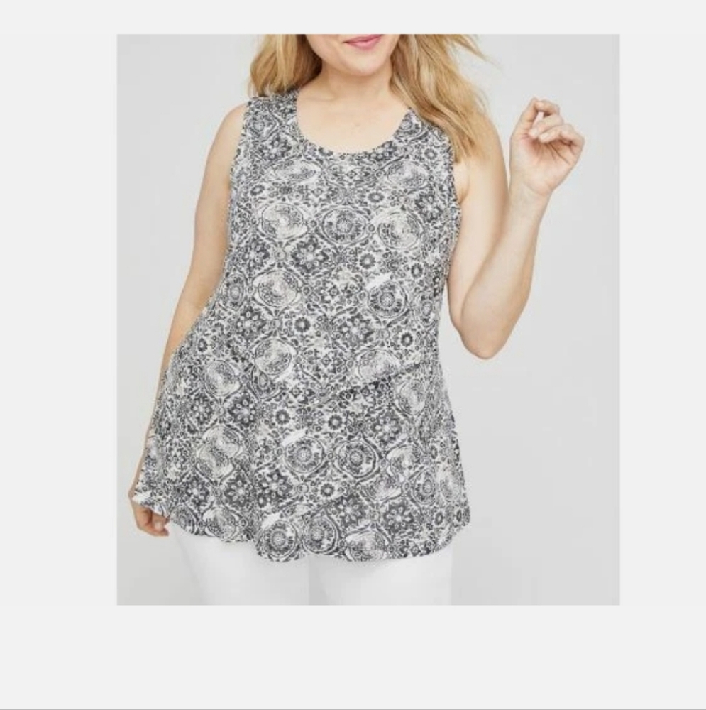 Catherines Black and White Relaxed Tank Top